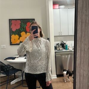 CeCe Silver Sequin Blouse